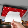 thumbnail image 6 of OTOSTAR Bling Bling Mask Holder for Car, Crystal Car Visor Tissue Box, Pure Handmade Diamond Auto Napkin Box Holder PU Leather Backseat Paper Towel Box with 1 Tissue Refill (Red), 6 of 7