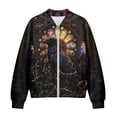 thumbnail image 4 of Xixirimido Women's Bomber Jackets Lightweight Zip Up Jacket Casual Vasity Jacket Coat Outerwear Windbreaker with Pockets, Stained Glass Crow, Medium, 4 of 7