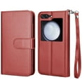 thumbnail image 4 of Samsung Galaxy Z Flip 5 Case, Galaxy Z Flip 5 Wallet Case Cover,PU Leather Cards Slots Holder [Kickstand] Flip Cover Magnetic Detachable Hard Case & Strap for Samsung Galaxy Z Flip 5 5G -Wine, 4 of 10