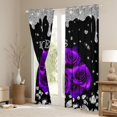 thumbnail image 3 of Feelyou Anniversary Purple Rose Blackout Curtains Set of 2 (52x84 Each), Romantic Valentine's Day Window Curtains, Glitter Fashion Diamond Curtains and Drapes, Black Out Curtains Decor, 3 of 6