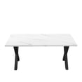 thumbnail image 3 of 70.87"Modern Square Dining Table with Printed White Marble Table Top+Black X-Shape Table Leg, 3 of 10