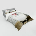 thumbnail image 2 of Ambesonne Floral Bedding Set 4 Pcs, Grunge Wall Sailor Bath, Queen, White Red Grey, 2 of 2