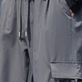 thumbnail image 3 of Cargo Pants for Men, Solid Color Pocket Elastic Waist Casual Fashion Trousers for Spring Summer, 3 of 5