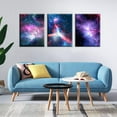 thumbnail image 2 of Blue Galaxy Canvas Wall Art/Outspace Theme Wall Decor/Purple Framed Nebula pictures print poster/ 3 Pieces 12x16 Inches Sky Universe Canvas Painting/Wall Decoration For Living Room Kitchen Bedroom, 2 of 6