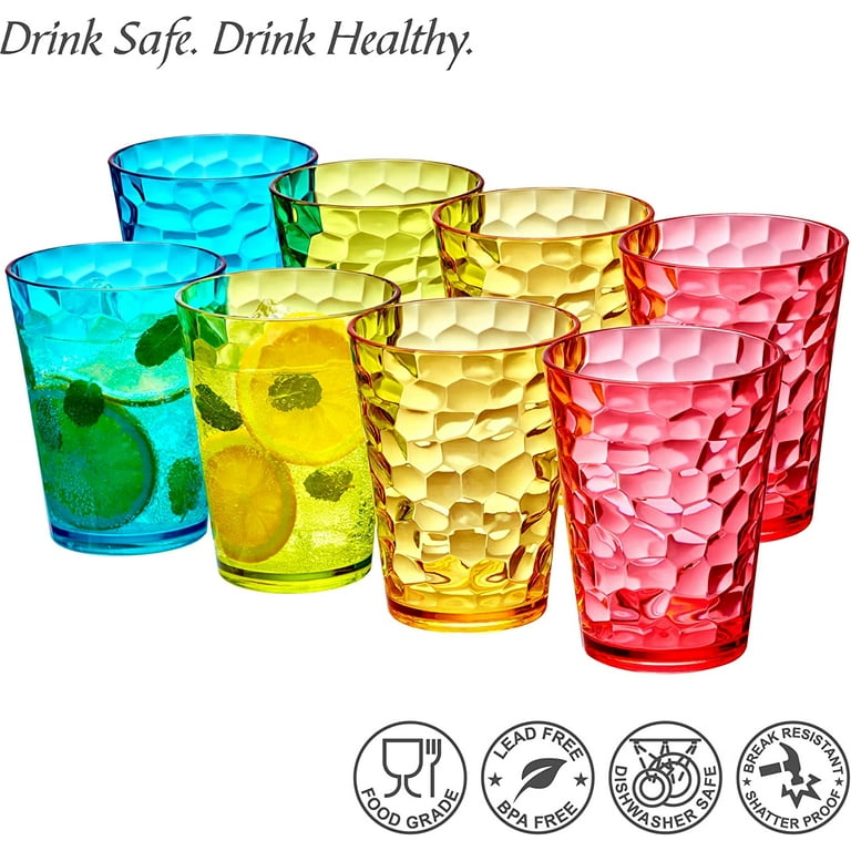 Amazing Abby - Iceberg - 16-Ounce Plastic Tumblers (Set of 8), Plastic  Drinking Glasses, Mixed-Color Reusable Plastic Cups, Stackable, BPA-Free,  ...