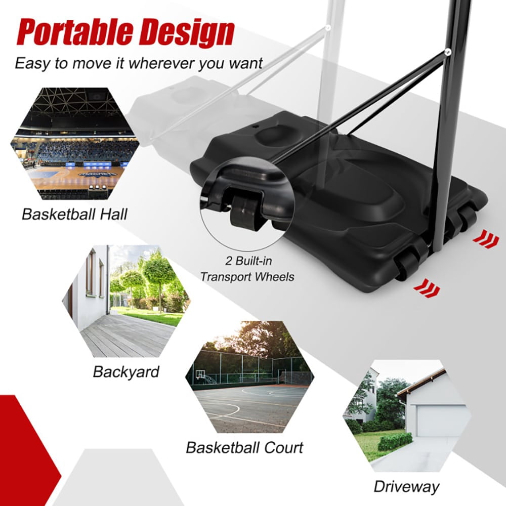 Barara King Basketball Hoop Outdoor Indoor,Height Adjustable Portable Shatterproof Backboard Basketball Hoop with 2 Nets