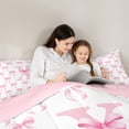 thumbnail image 5 of Erosebridal Girls Bowknot Personalized Gifts 7pcs Bedding Comforter Set,Pink 3D Cartoon Alphabet X Print Queen Bedding Sets For Kids,Pink Reversible, 5 of 7