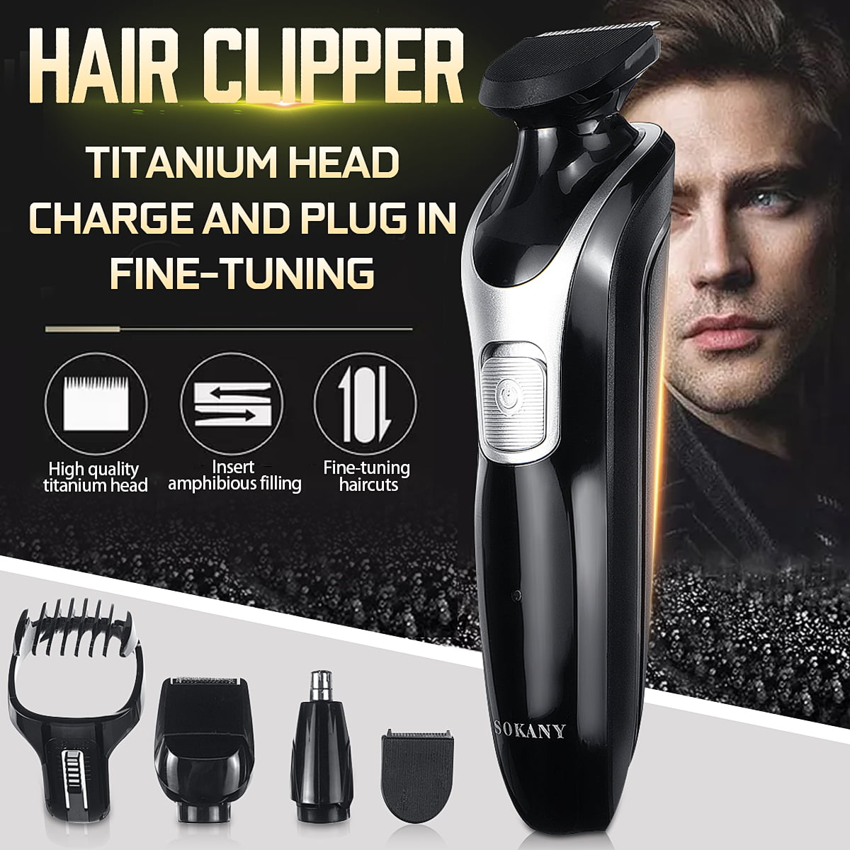 5 In 1 Electric Hair Trimmer Shaver Cutter Rechargeable Hair Clipper