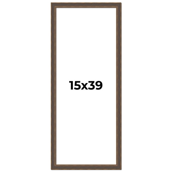 15x39 Frame Golden Caramel Solid Wood Bronze Picture Frame | 1.25 Inch Moulding Width | 0.5 Inch