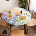 thumbnail image 5 of Watercolor Flowers Dragonfly Elastic Fitted Round Table Cover Spring Pastoral Waterproof Outdoor Tablecloth for Holiday Party, Picnic, Patio & Dining Fits Tables Up to 45"-54", 5 of 8