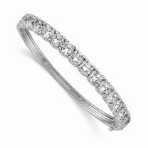 Primal Silver Sterling Silver Rhodium-plated Cubic Zirconia Hinged Bangle