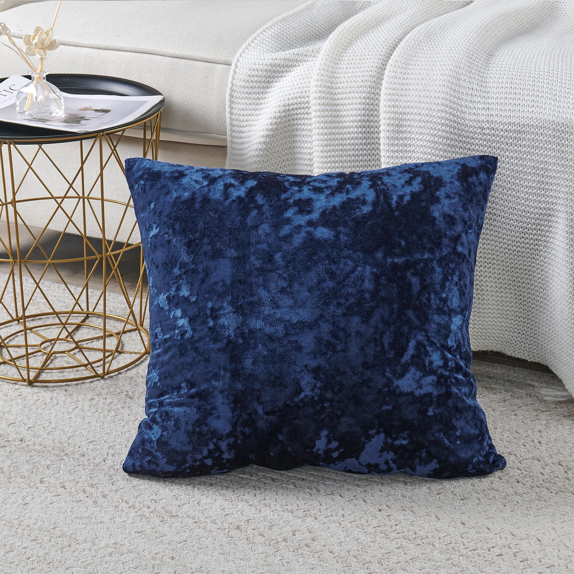 Home Soft Things Crushed Velvet 4 Piece Throw Pillow Cover Set - Blue - 20" x 20"