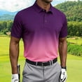 thumbnail image 4 of Men's Gradient Golf Polo Shirt Casual Short Sleeve Lapel Button Down Performance Athletic Polo, 4 of 4