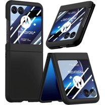 for Motorola Razr 2023 Case with Integrated Glass Screen Protector, Slim Matte Hard PC Back Case Scratch-Resistant Full Coverage Phone Case for Motorola Razr Plus 2023 - Black
