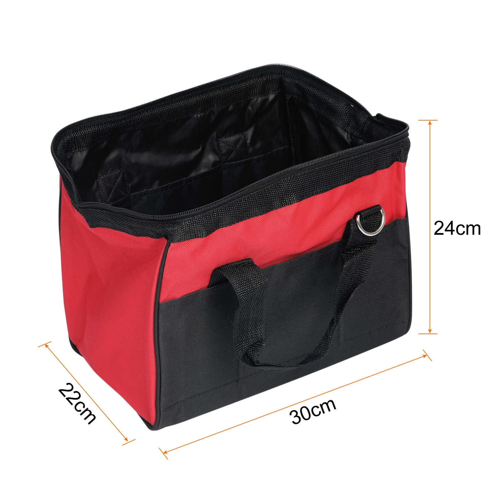Tool Bag 12 Inch Oxford Waterproof 14 Pockets with Tool Pouch Bag & Strap Red