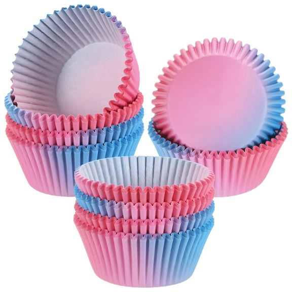 Uxcell 200-Pack Standard Cupcake Liners for Baking, Greaseproof Cupcake Wrappers for Wedding/Birthday/Party/Christmas[Pink-blue gradient ]