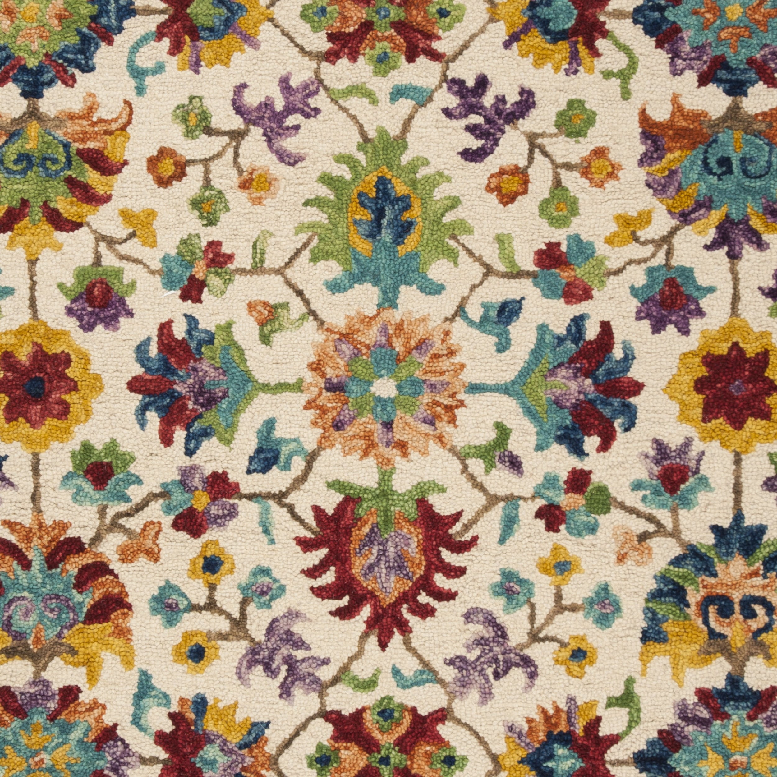 SAFAVIEH Aspen Giles Floral Bordered Wool Area Rug, Ivory/Blue, 3' x 5'