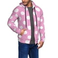 thumbnail image 2 of Kdxio Pink And White Polka Dot Print Men Hoodies Casual Hoodies for Men with Zip Pockets Full Zip Long Sleeve Sweatshirt Sports Hooded Jacket-X-Large, 2 of 5