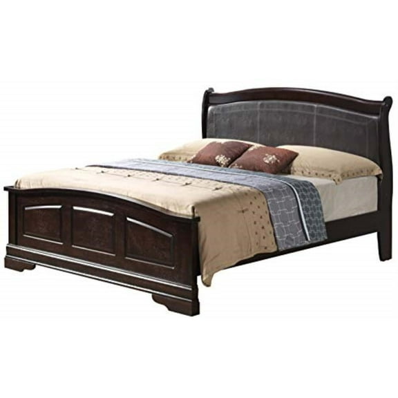 Glory Furniture Louis Phillipe Queen Panel Bed in Cappuccino