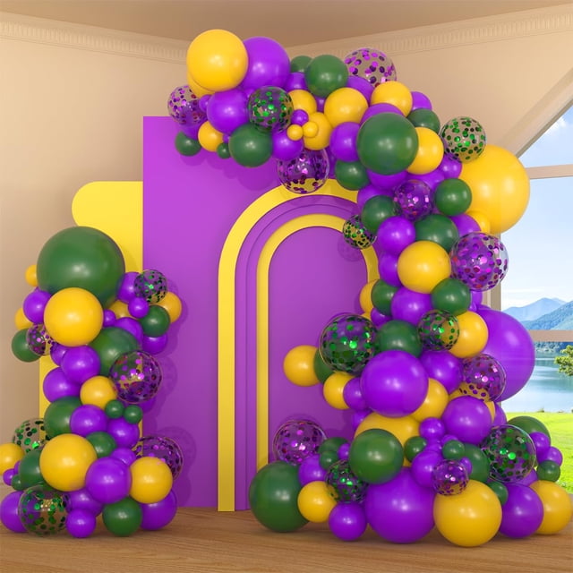 Kit de guirnaldas con globos PASOCON, morado, verde y dorado, 117 unidades