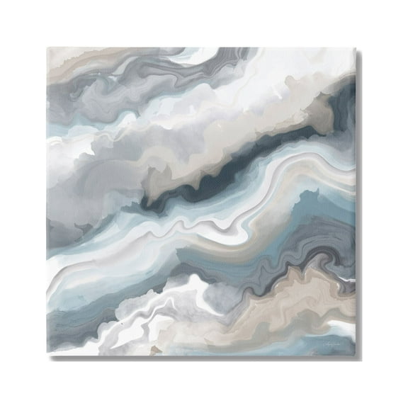 Stupell Industries Abstract Flowing Blue White Agate Rock Illustration Paintings Gallery-Wrapped Canvas Print Wall Art, 30x30, by Angela Bawden