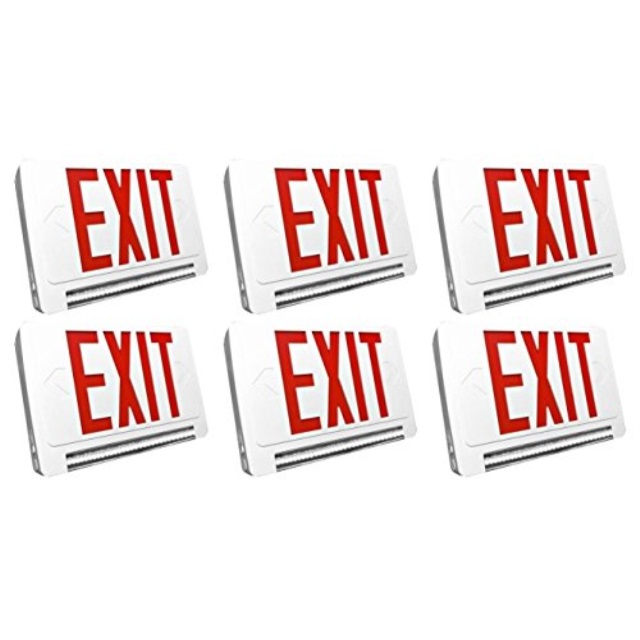 Ciata Lighting LED Red Exit Sign /& Emergency LED Lightpipe Combo with Battery Backup
