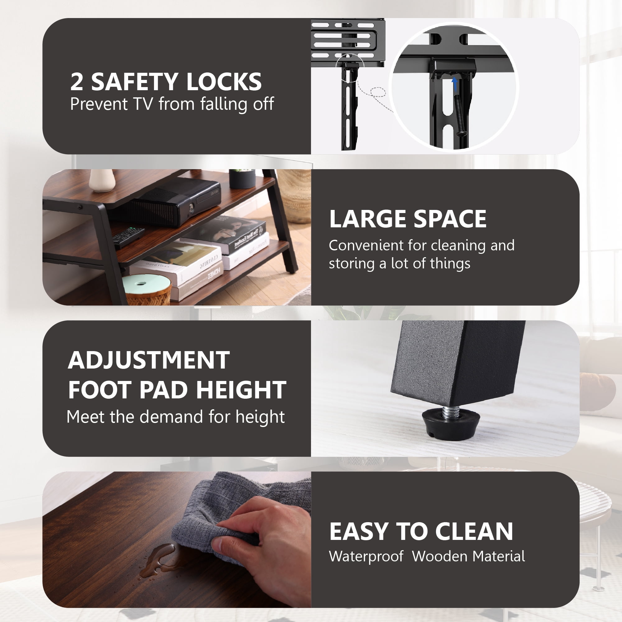 FITUEYES 3-Tiers Flat Panel TV Stand with Mount for TVs up to 70", Height Adjustable Bracket Stand Base