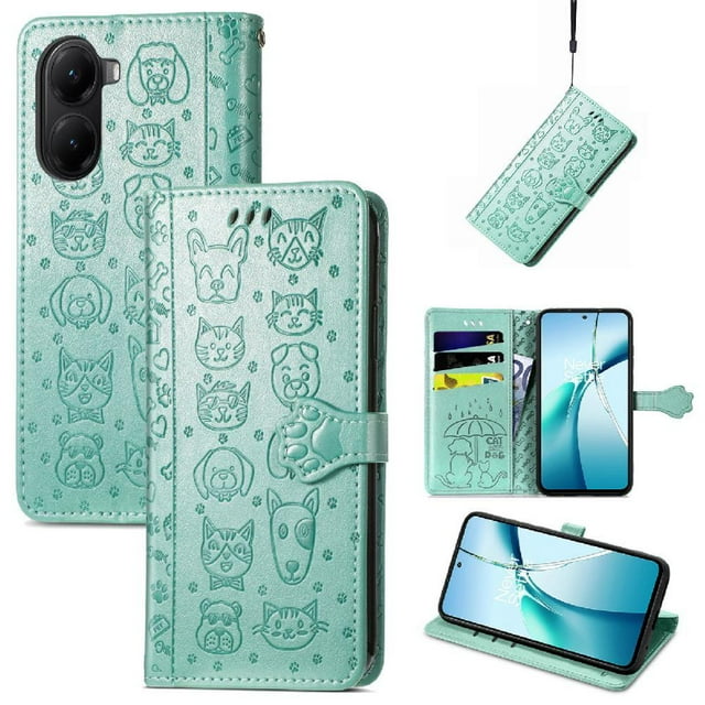 Funda Cartera FOXDOCK para Xiaomi Redmi A5 , Flip PU con Relieve de Gatos y Perros, Tarjetero y Soporte