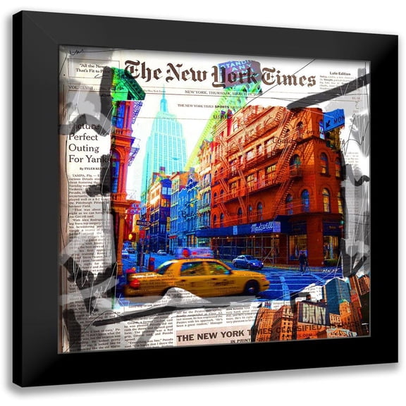 MN.FF 12x12 Black Modern Framed Museum Art Print Titled - Taxi