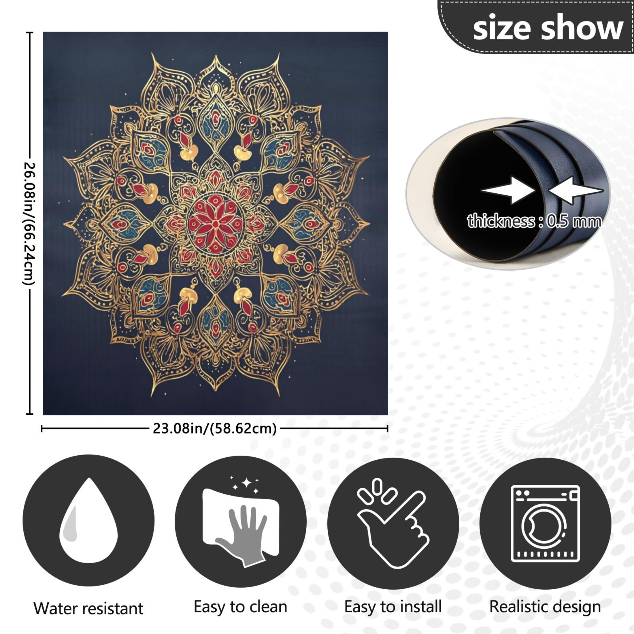 IAUYY Magnetic decorative sticker - 23x26 Inch PVC Refrigerator Decorative Cover, Removable DIY Art for Kitchen Appliances Deep Blue Presents Exquisite