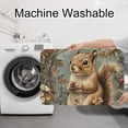 thumbnail image 6 of Squirrel Patterns Vintage 3-Piece Bathroom Rug Set Non-Slip Flannel Bath Mat 24"x16" U-Shaped Contour Mat Toilet Lid Cover, 6 of 7