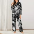thumbnail image 3 of Disketp Pajamas Set Long Sleeve Sleepwear Womens Button Down Nightwear Pj Sets-Seamless Pattern With Skulls, 3 of 9