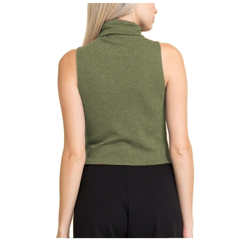 Olive green sleeveless turtleneck discount