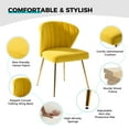 thumbnail image 6 of Home Velvet Dining Chairs Set of 2 Upholstered Wingback Accent Side Chairs Metal Legs Living Room Kitchen Yellow, 6 of 8