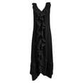 thumbnail image 6 of ChaoHeng Sundresses for Women for 2026 Solid Round Neck Tier Ruffle Sleeveless Flowy Beach Summer Dresses Black XXL, 6 of 6