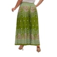 thumbnail image 4 of Beautybatik Olive Women Wide Leg Palazzo Pants Plus Size Hippie Bohemian Flora Printed 2x, 4 of 6