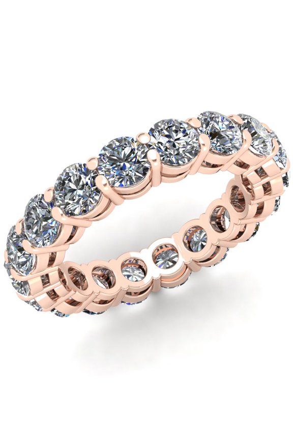 Natural 4.50Ct Round Cut Diamond Shared Prong Gallery Women's Anniversary Wedding Eternity Band Ring Solid 18k Rose Gold G SI1