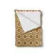 thumbnail image 2 of Retro Soft Flannel Fleece Blanket, Prehistoric Oriental Composition of Triangles Dots Flower Leaves Repeating Pattern, Cozy Plush for Indoor and Outdoor Use, 50" x 60", Caramel Tan, by Ambesonne, 2 of 5