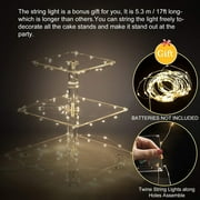 Hengbo 3-Tier Square Acrylic Cupcake Stand, With Yellow LED Lights, Dessert Tray for Birthday/Wedding/Parties