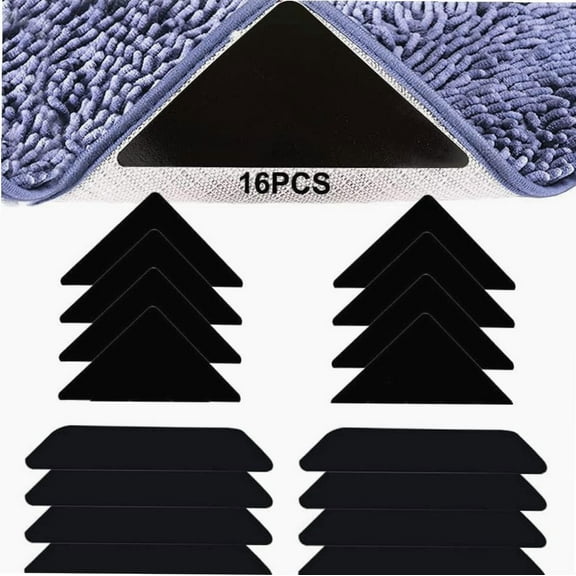 Rug Gripper Tape for Hardwood Floors, 16 Pack Non Slip Rug Pads Double Sided Carpet Tape, Reusable Rug Stoppers Carpet Stickers for Area Rugs, Anti Slip Rug Grips for Tile/Wood Floor