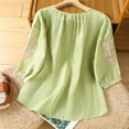 thumbnail image 4 of Busydd Spring Tops for Women Trendy Solid Color Embroidered Womens Tops Casual Peasant V Neck 1/2 Sleeve Summer Tops, 4 of 5