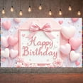 thumbnail image 3 of Pink Style Banner Heart-shaped Birthday Display Bowknot Decor Floral Pattern Romantic Backdrop for Birthday Party Girls' Party Photo Shoot, 3 of 9