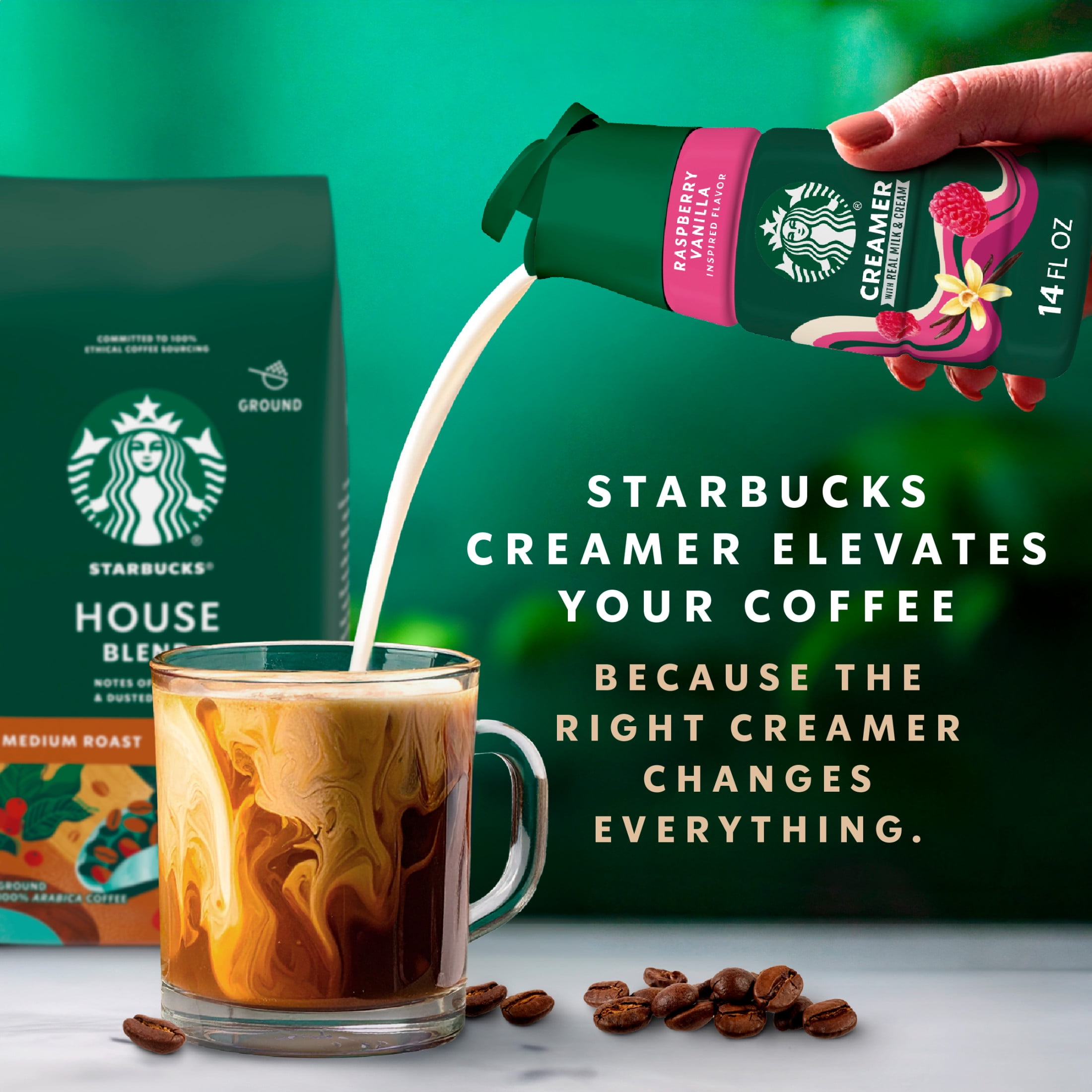 Starbucks Raspberry Vanilla Flavored Coffee Creamer, Liquid Creamer, Dairy Creamer 14 fl oz