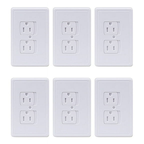 6-Pack Safety Self-Closing Outlet Covers, Wall Socket Plate Automatic Sliding Cap Cover for Child Proofing Outlets