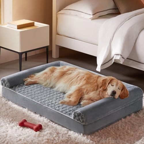 Dog Beds for Large Dogs, Orthopedic Dog Bed for Medium Large Dogs,Big Waterproof Couch Pet Bed with Removable Washable Cover Grey,36"L x 27"W x 6.5"Th