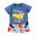 thumbnail image 1 of COMVALUE Ensemble T-Shirt à Manches Courtes et Short pour Enfants avec Graphique d'Animaux (Bleu, 7-8 Ans), 1 of 4