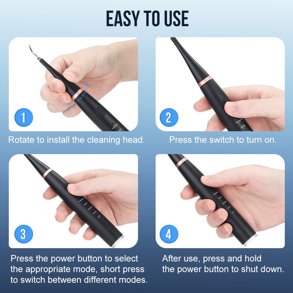 Plaque Remover for Teeth, Tartar Remover for Teeth Cleaning with 3 Replaceable Heads and 5 Adjustable Modes, Dental Cleaning Kit Tartar Remover,Rechargeable Teeth Cleaning Plaque Remover,Black