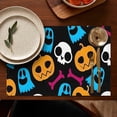 thumbnail image 5 of Halloween Colorful Spooky Elements Summer Placemats Table Placemats Set Of 4-Linen Kitchen Washable Placemats Table Mats 11.8"x17.7" Non-Slip Heat Resistant, 5 of 6