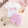 thumbnail image 2 of KPOPLK Infant Baby Girl Summer Clothes Set 9 12 18 24 Months 2T 3T 4T Flower Short Sleeve Round Neck Tops Elastic Waist Shorts Outfit(6-12 Months,Pink), 2 of 8