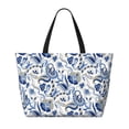 thumbnail image 2 of KLL Blue Paisley Print Large Beach Tote Bag Women Waterproof Sandproof Zipper Beach Tote Bag for Pool Gym Grocery Travel with Wet Pocket, 2 of 7